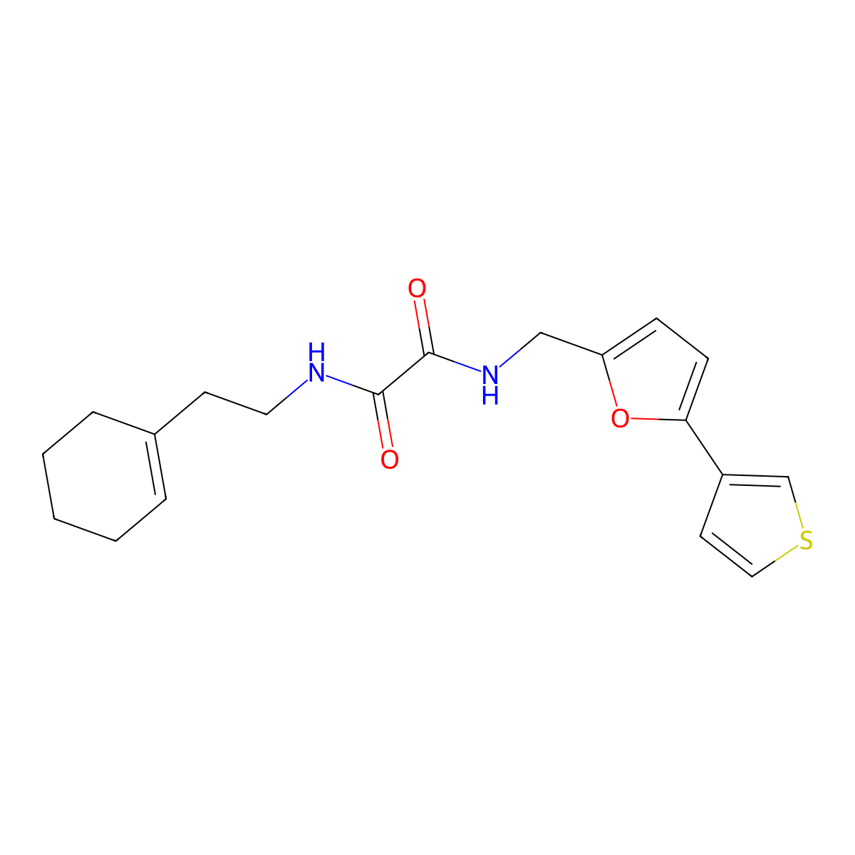 N1-(2-(cyclohex-1-en-1-yl)ethyl)-N2-((5-(thiophen-3-yl)furan-2-yl)methyl)oxalamide molecular structure, CAS 2034486-90-1