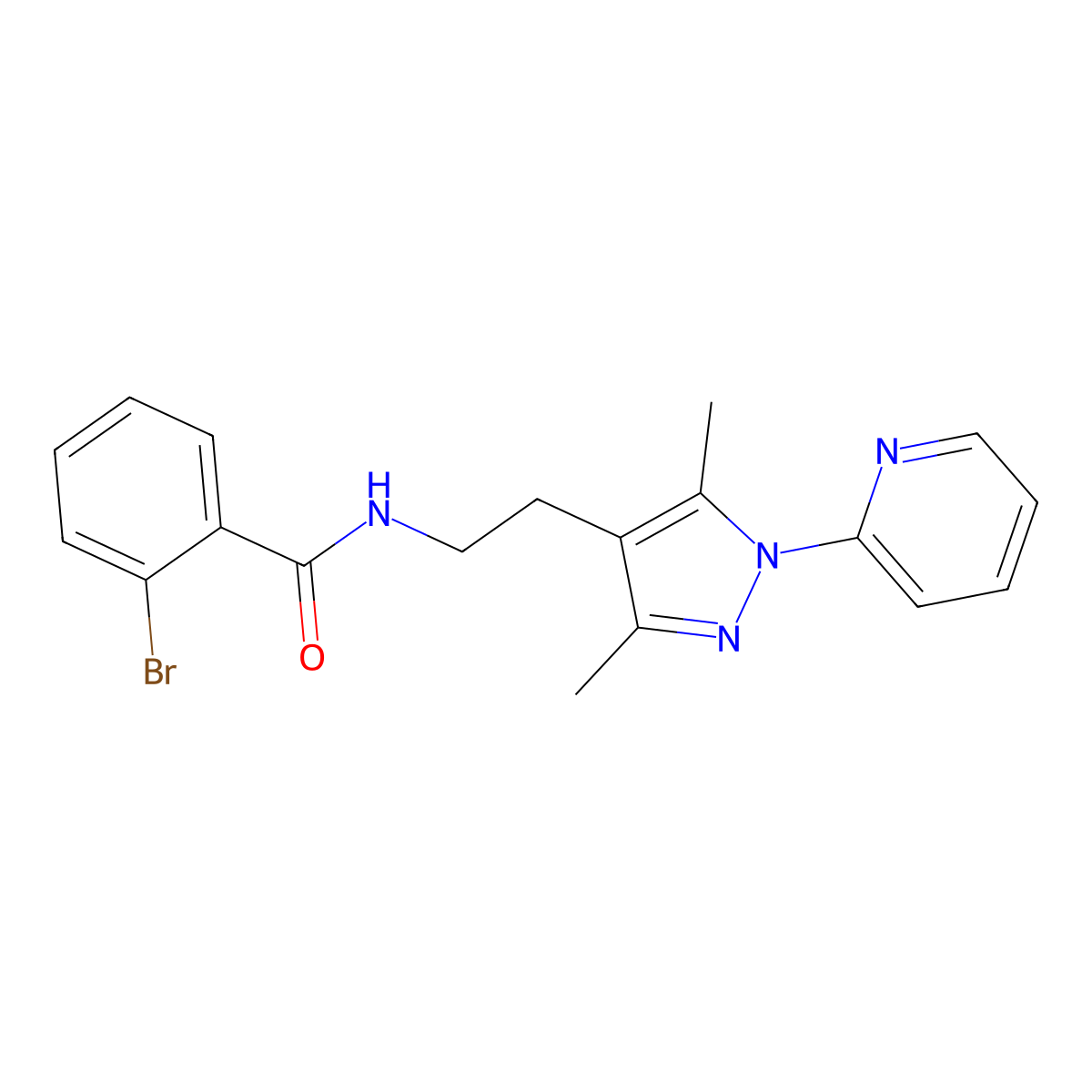 2-bromo-N-{2-[3,5-dimethyl-1-(pyridin-2-yl)-1H-pyrazol-4-yl]ethyl}benzamide molecular structure, CAS 2034486-92-3