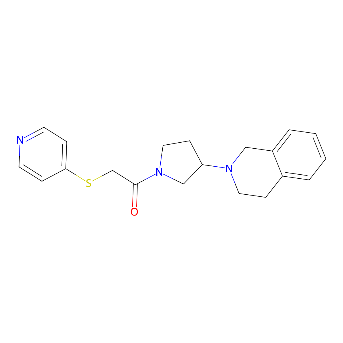1-(3-(3,4-dihydroisoquinolin-2(1H)-yl)pyrrolidin-1-yl)-2-(pyridin-4-ylthio)ethanone molecular structure, CAS 2034486-96-7