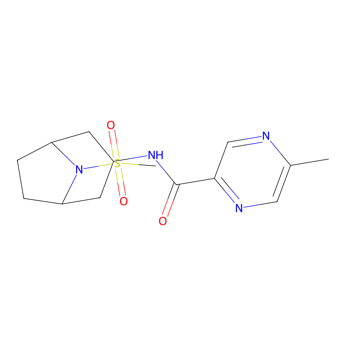 5-methyl-N-(8-(methylsulfonyl)-8-azabicyclo[3.2.1]octan-3-yl)pyrazine-2-carboxamide molecular structure, CAS 2034486-97-8