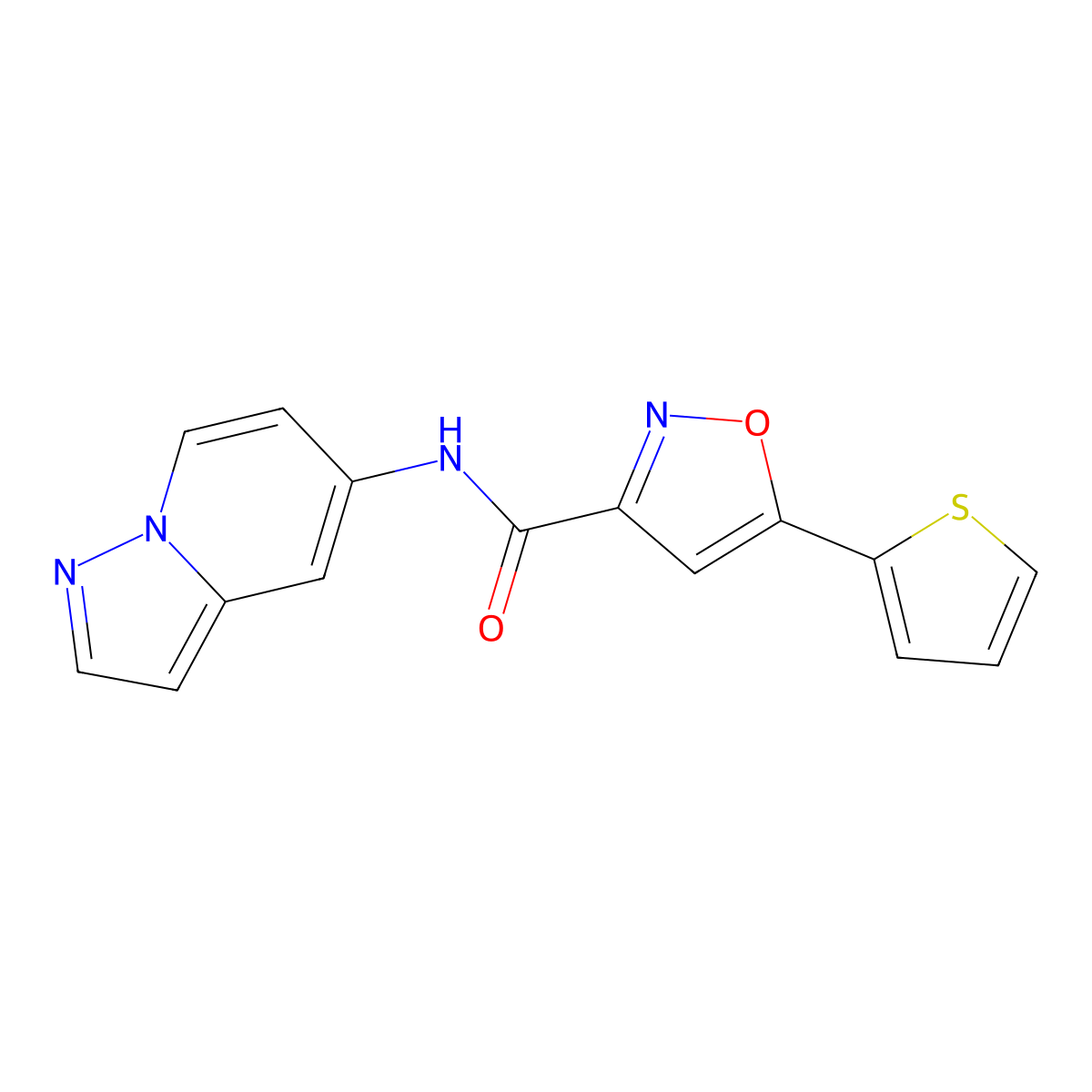N-(pyrazolo[1,5-a]pyridin-5-yl)-5-(thiophen-2-yl)isoxazole-3-carboxamide molecular structure, CAS 2034487-01-7
