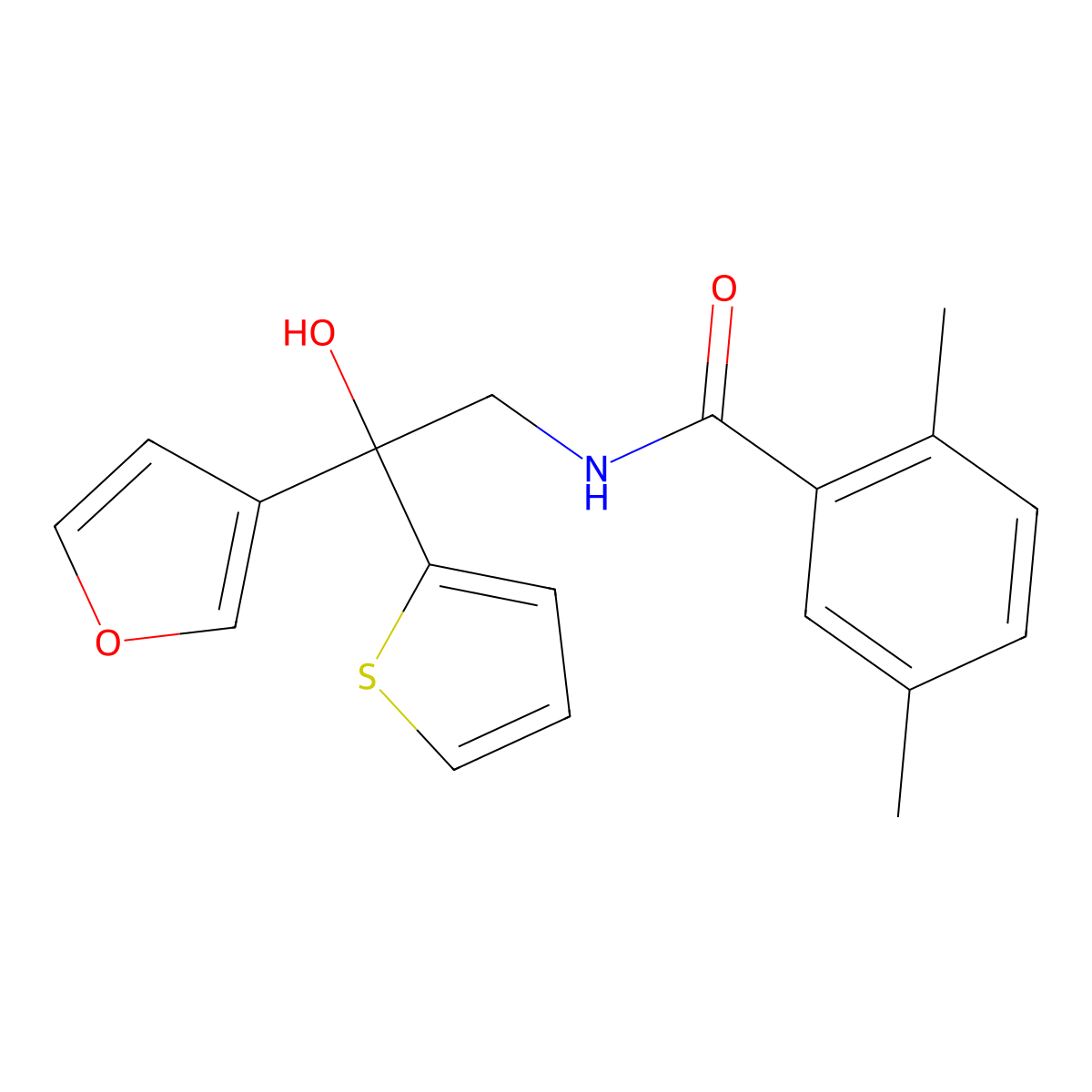 N-[2-(furan-3-yl)-2-hydroxy-2-(thiophen-2-yl)ethyl]-2,5-dimethylbenzamide molecular structure, CAS 2034487-04-0