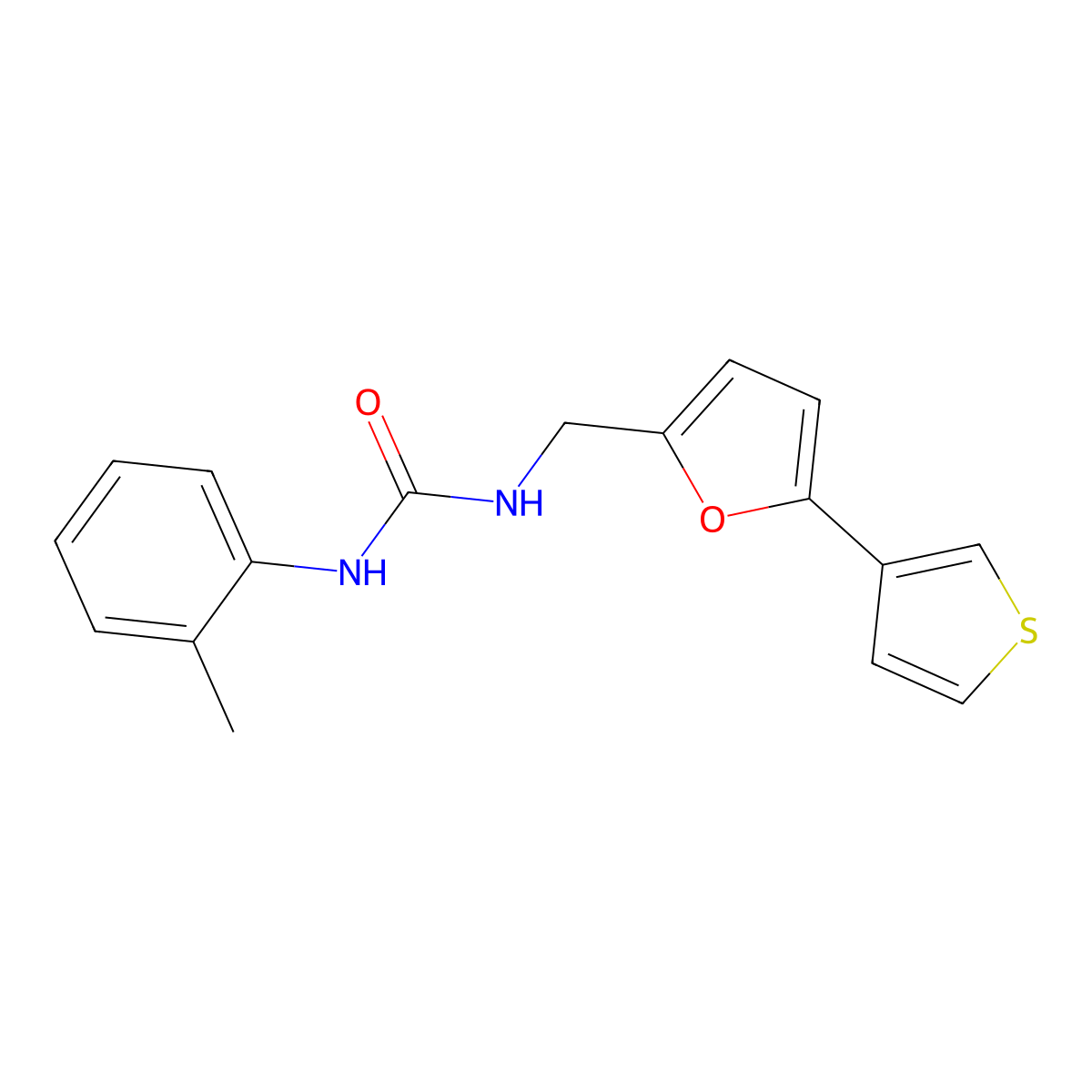 1-((5-(Thiophen-3-yl)furan-2-yl)methyl)-3-(o-tolyl)urea molecular structure, CAS 2034487-05-1