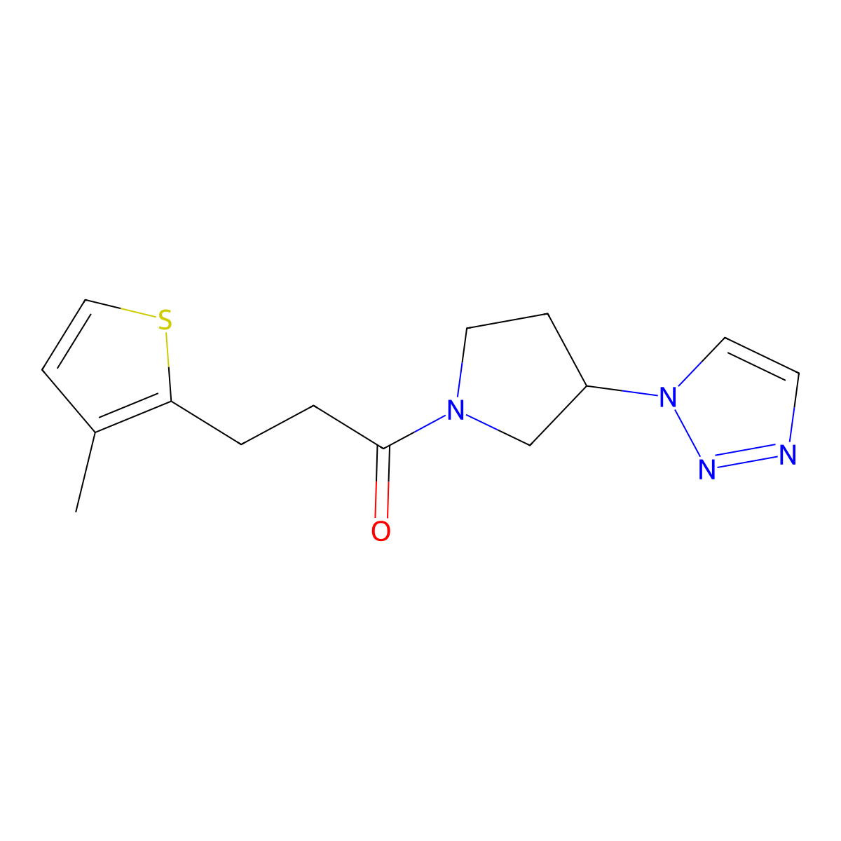 1-(3-(1H-1,2,3-triazol-1-yl)pyrrolidin-1-yl)-3-(3-methylthiophen-2-yl)propan-1-one molecular structure, CAS 2034487-09-5