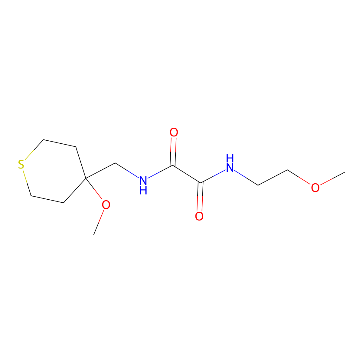 N1-(2-methoxyethyl)-N2-((4-methoxytetrahydro-2H-thiopyran-4-yl)methyl)oxalamide molecular structure, CAS 2034487-10-8