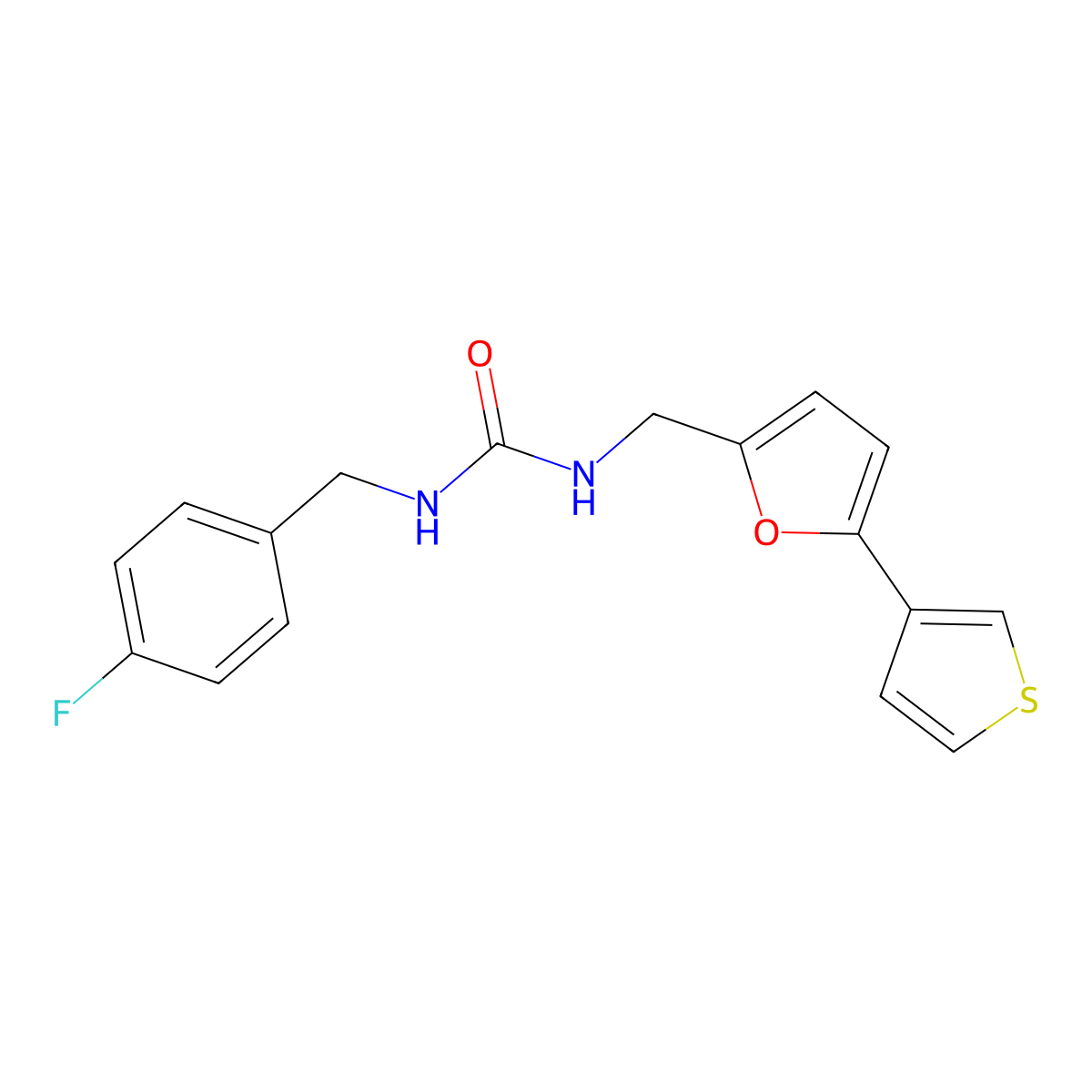 1-[(4-Fluorophenyl)methyl]-3-{[5-(thiophen-3-yl)furan-2-yl]methyl}urea molecular structure, CAS 2034487-13-1