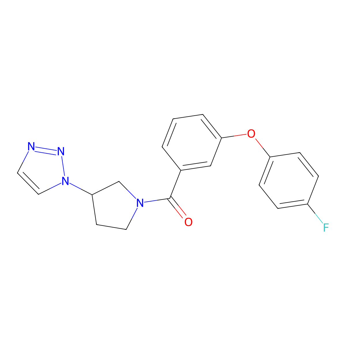 (3-(1H-1,2,3-triazol-1-yl)pyrrolidin-1-yl)(3-(4-fluorophenoxy)phenyl)methanone molecular structure, CAS 2034487-14-2