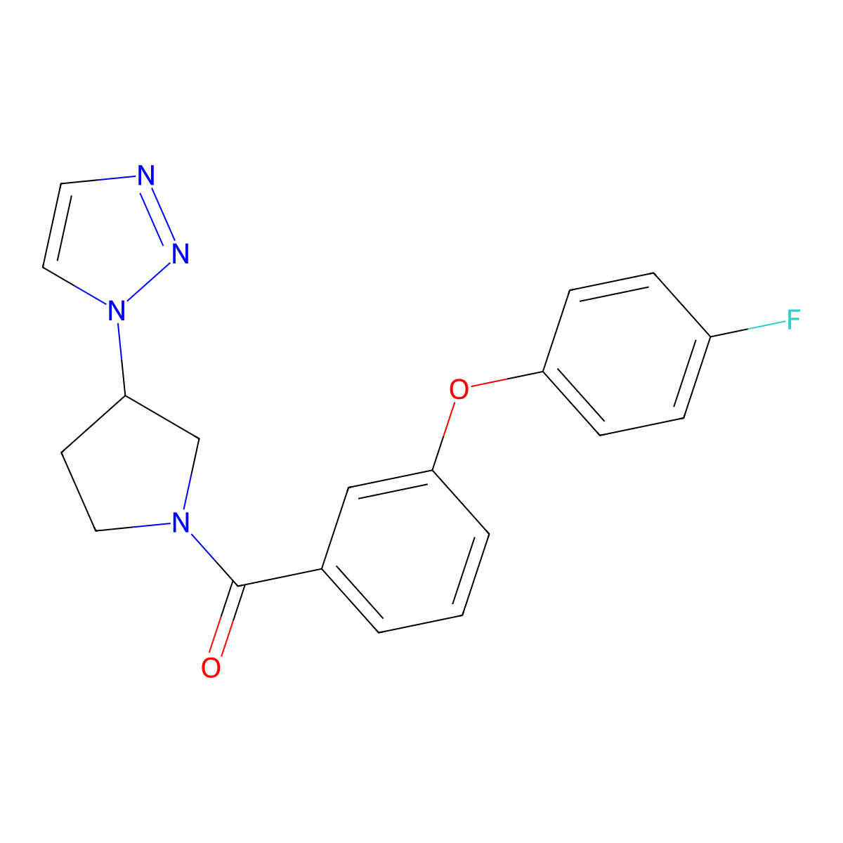 (3-(1H-1,2,3-triazol-1-yl)pyrrolidin-1-yl)(3-(4-fluorophenoxy)phenyl)methanone molecular structure, CAS 2034487-14-2