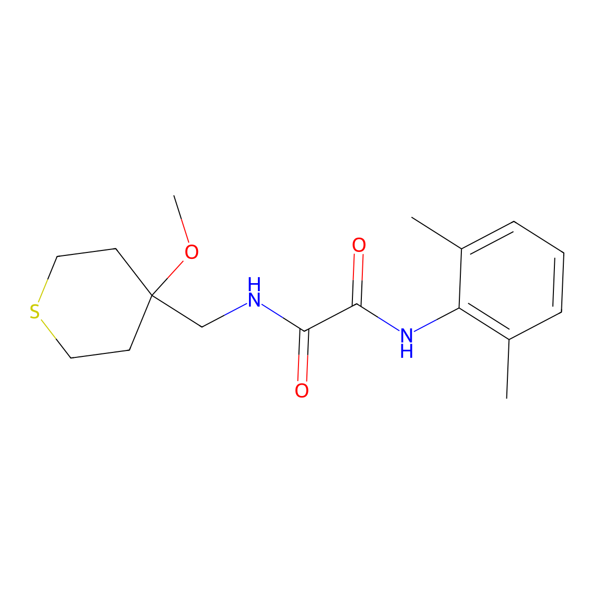 N1-(2,6-dimethylphenyl)-N2-((4-methoxytetrahydro-2H-thiopyran-4-yl)methyl)oxalamide molecular structure, CAS 2034487-15-3