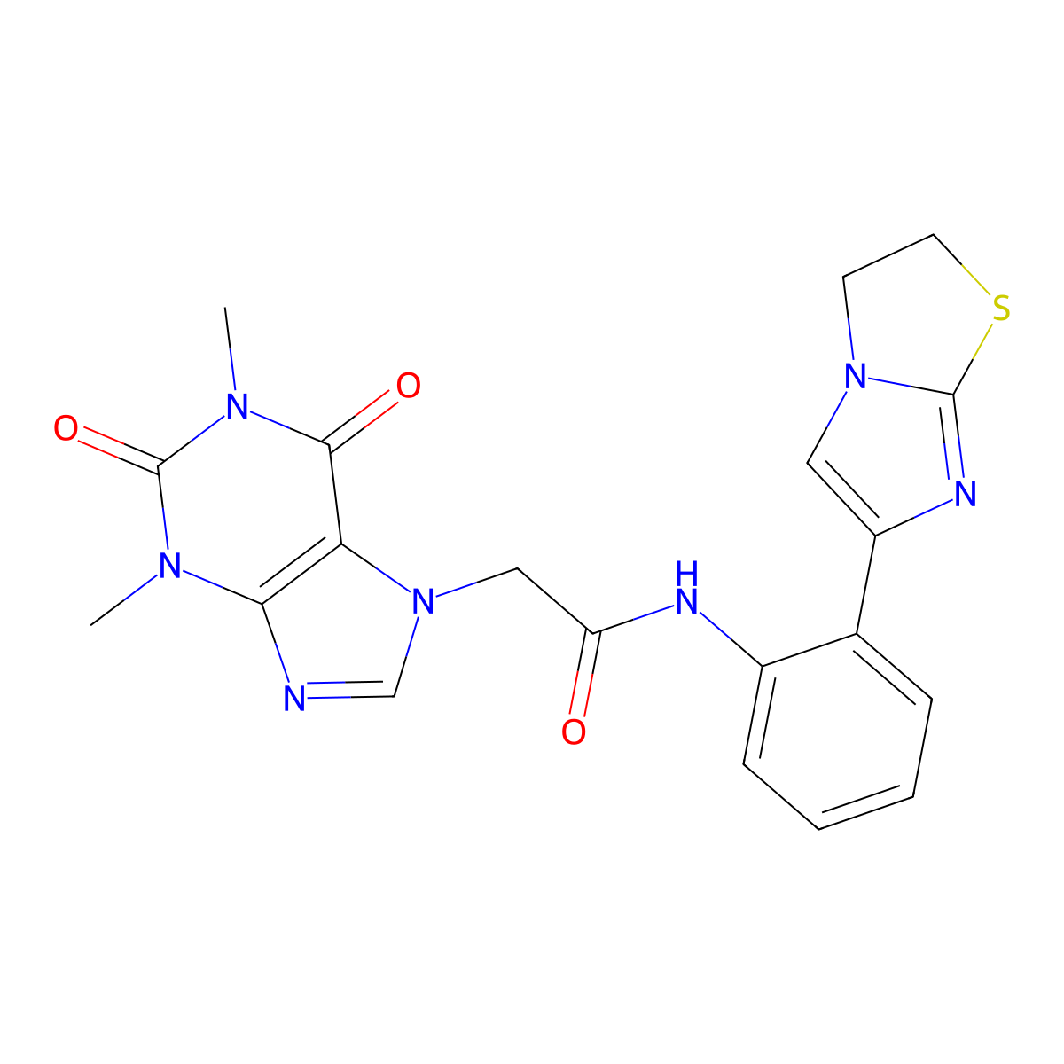 N-(2-(2,3-dihydroimidazo[2,1-b]thiazol-6-yl)phenyl)-2-(1,3-dimethyl-2,6-dioxo-2,3-dihydro-1H-purin-7(6H)-yl)acetamide molecular structure, CAS 2034487-17-5