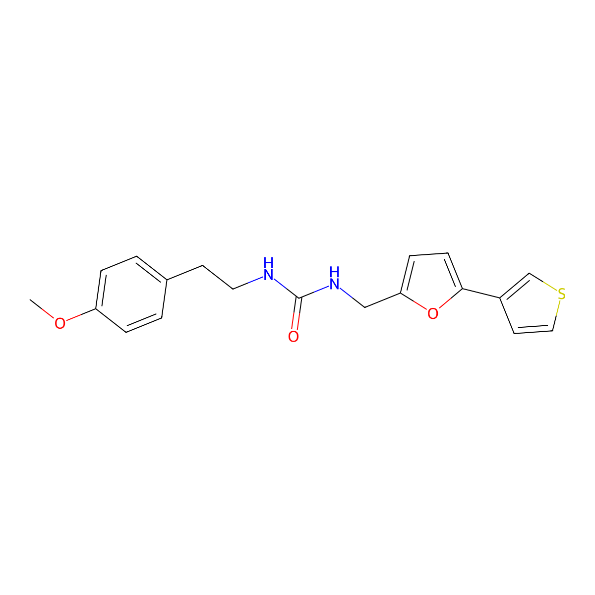 1-(4-Methoxyphenethyl)-3-((5-(thiophen-3-yl)furan-2-yl)methyl)urea molecular structure, CAS 2034487-18-6