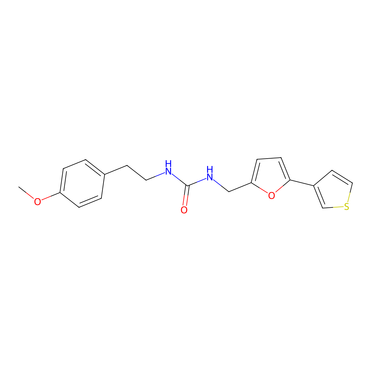 1-(4-Methoxyphenethyl)-3-((5-(thiophen-3-yl)furan-2-yl)methyl)urea molecular structure, CAS 2034487-18-6