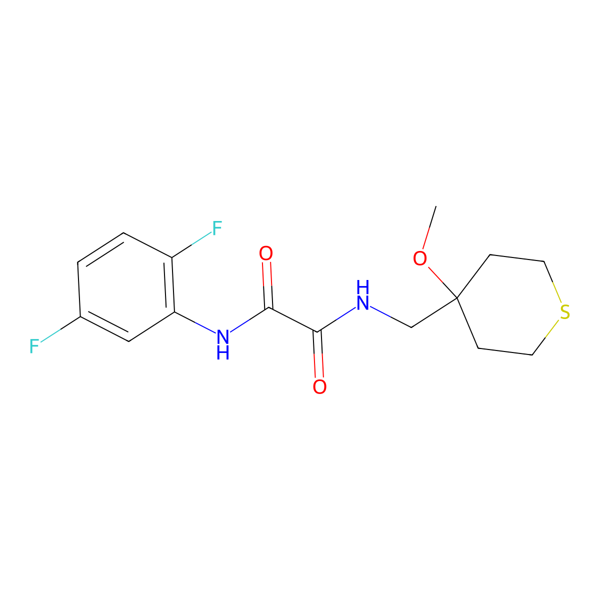 N1-(2,5-difluorophenyl)-N2-((4-methoxytetrahydro-2H-thiopyran-4-yl)methyl)oxalamide molecular structure, CAS 2034487-21-1