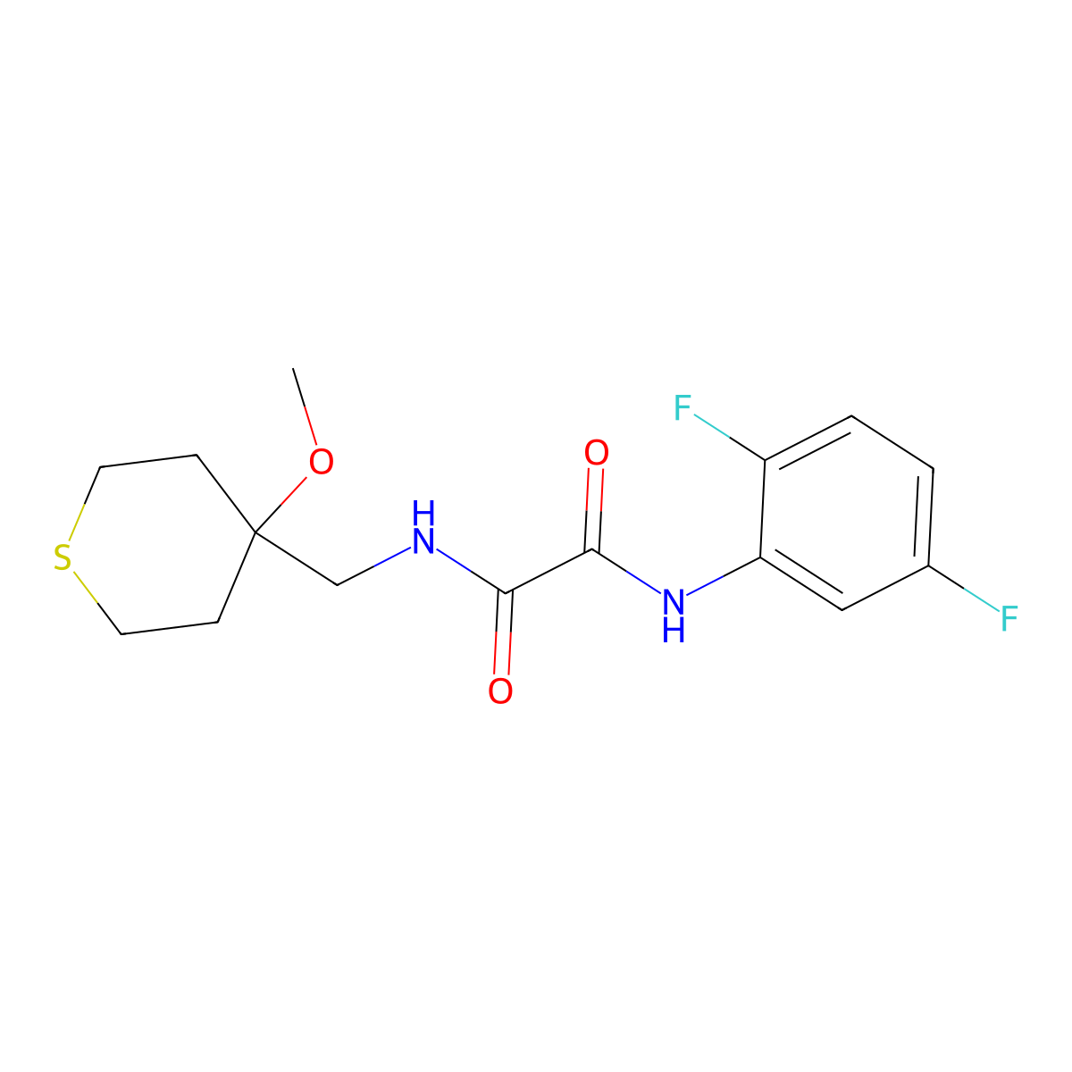N1-(2,5-difluorophenyl)-N2-((4-methoxytetrahydro-2H-thiopyran-4-yl)methyl)oxalamide molecular structure, CAS 2034487-21-1