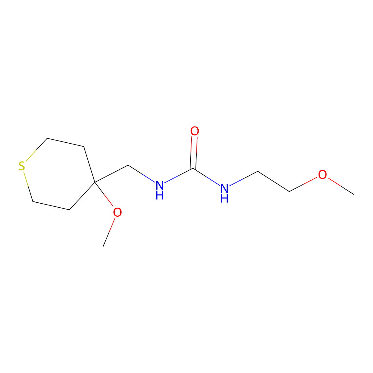 1-(2-methoxyethyl)-3-((4-methoxytetrahydro-2H-thiopyran-4-yl)methyl)urea molecular structure, CAS 2034487-33-5