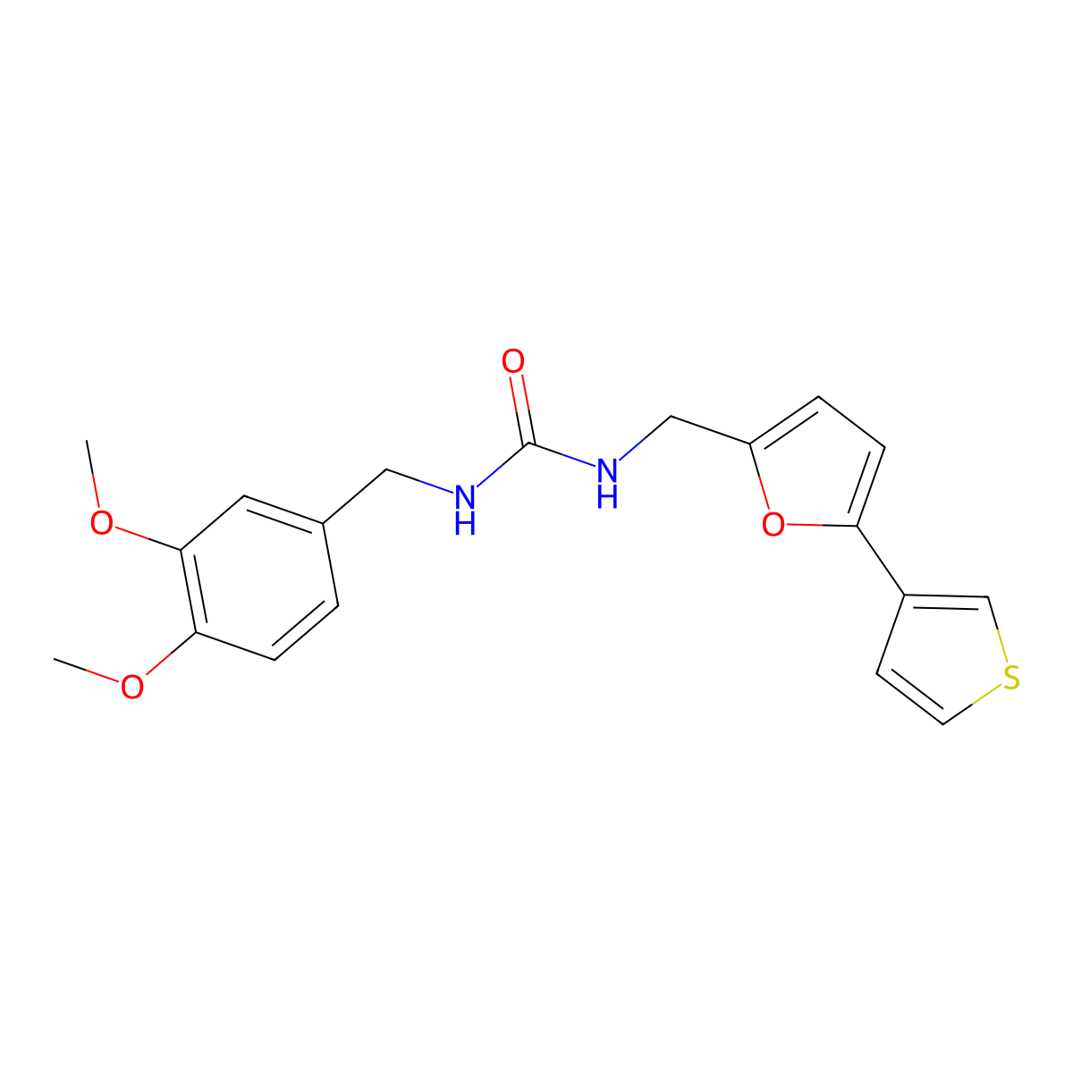 1-(3,4-Dimethoxybenzyl)-3-((5-(thiophen-3-yl)furan-2-yl)methyl)urea molecular structure, CAS 2034487-34-6