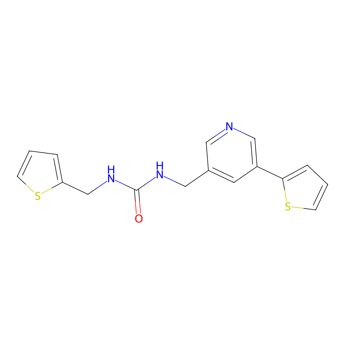 1-((5-(Thiophen-2-yl)pyridin-3-yl)methyl)-3-(thiophen-2-ylmethyl)urea molecular structure, CAS 2034487-36-8