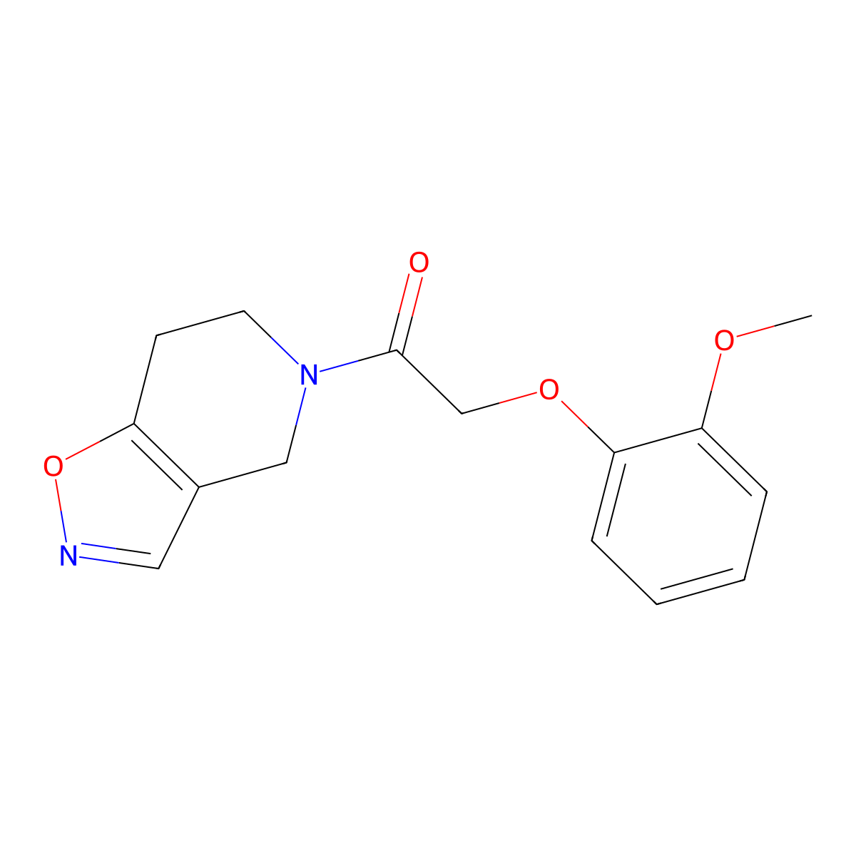 1-(6,7-dihydroisoxazolo[4,5-c]pyridin-5(4H)-yl)-2-(2-methoxyphenoxy)ethanone molecular structure, CAS 2034487-38-0