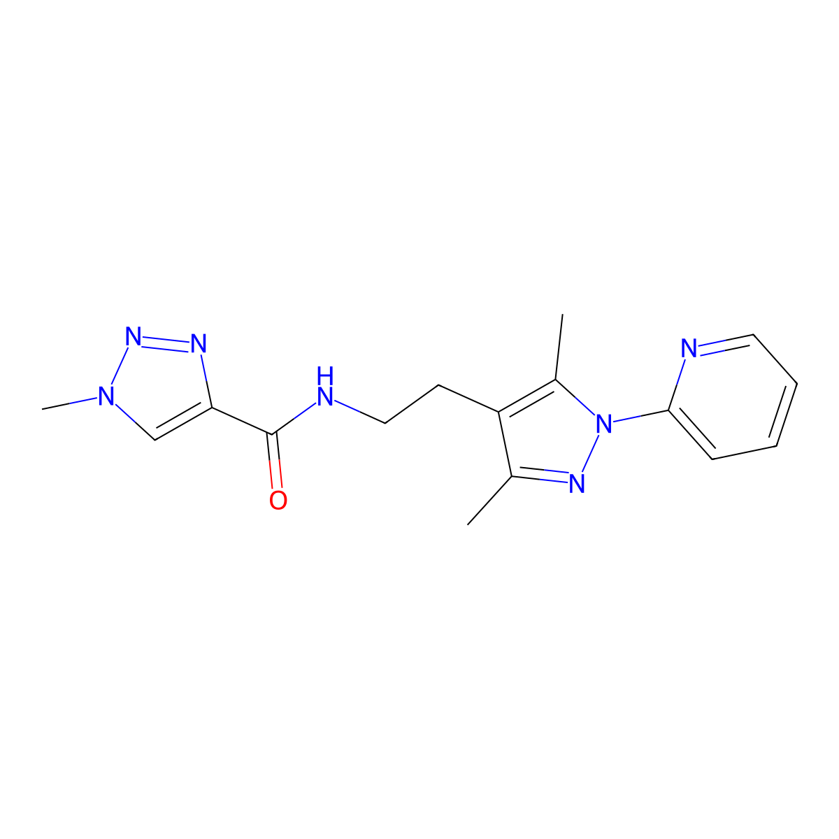 N-(2-(3,5-dimethyl-1-(pyridin-2-yl)-1H-pyrazol-4-yl)ethyl)-1-methyl-1H-1,2,3-triazole-4-carboxamide molecular structure, CAS 2034487-40-4