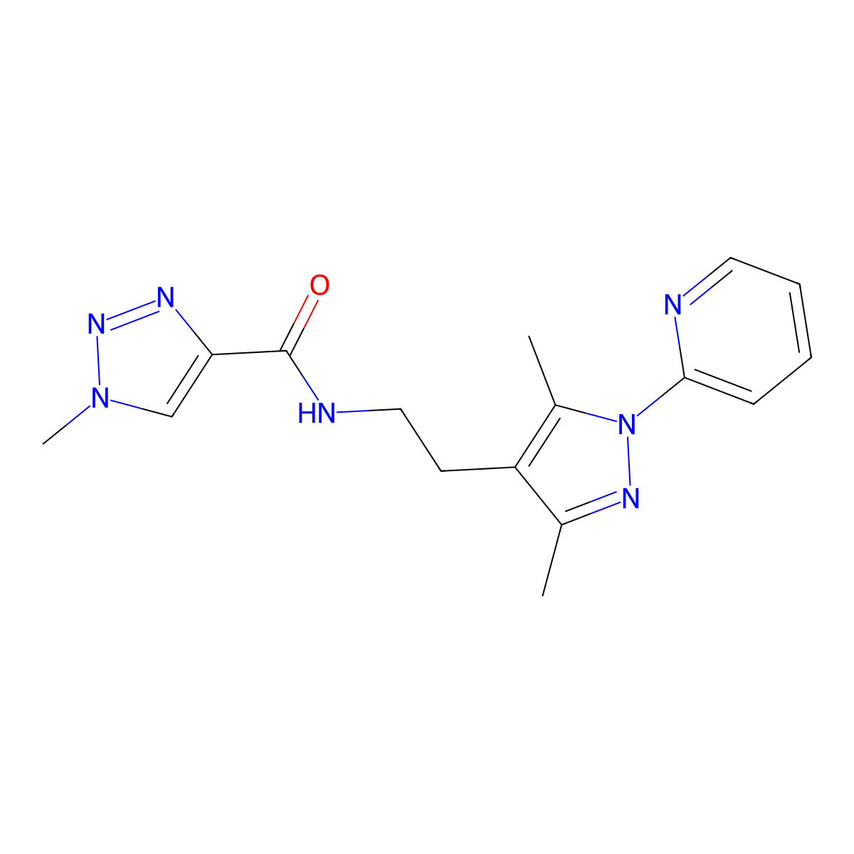 N-(2-(3,5-dimethyl-1-(pyridin-2-yl)-1H-pyrazol-4-yl)ethyl)-1-methyl-1H-1,2,3-triazole-4-carboxamide molecular structure, CAS 2034487-40-4
