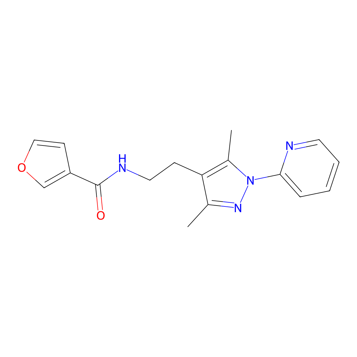 N-(2-(3,5-dimethyl-1-(pyridin-2-yl)-1H-pyrazol-4-yl)ethyl)furan-3-carboxamide molecular structure, CAS 2034487-48-2