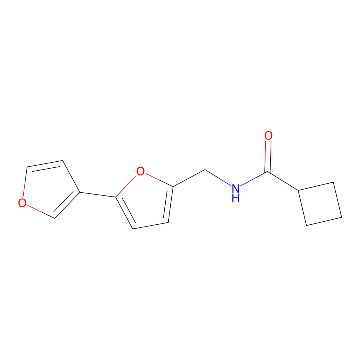 N-({[2,3'-bifuran]-5-yl}methyl)cyclobutanecarboxamide molecular structure, CAS 2034487-51-7