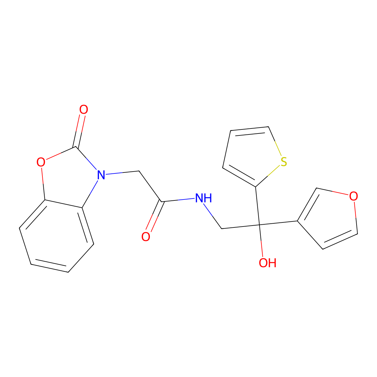 N-(2-(furan-3-yl)-2-hydroxy-2-(thiophen-2-yl)ethyl)-2-(2-oxobenzo[d]oxazol-3(2H)-yl)acetamide molecular structure, CAS 2034487-52-8