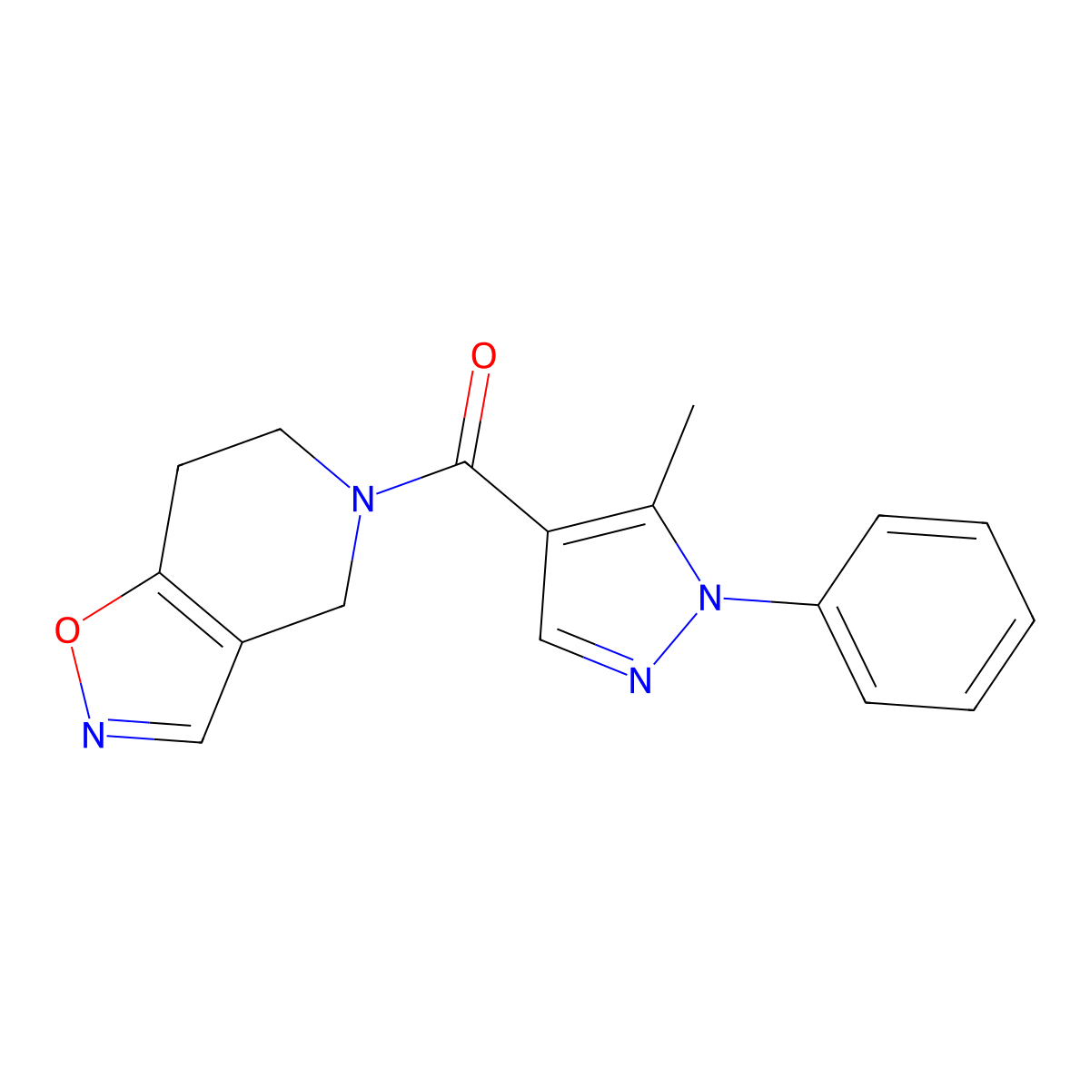 (6,7-dihydroisoxazolo[4,5-c]pyridin-5(4H)-yl)(5-methyl-1-phenyl-1H-pyrazol-4-yl)methanone molecular structure, CAS 2034487-60-8