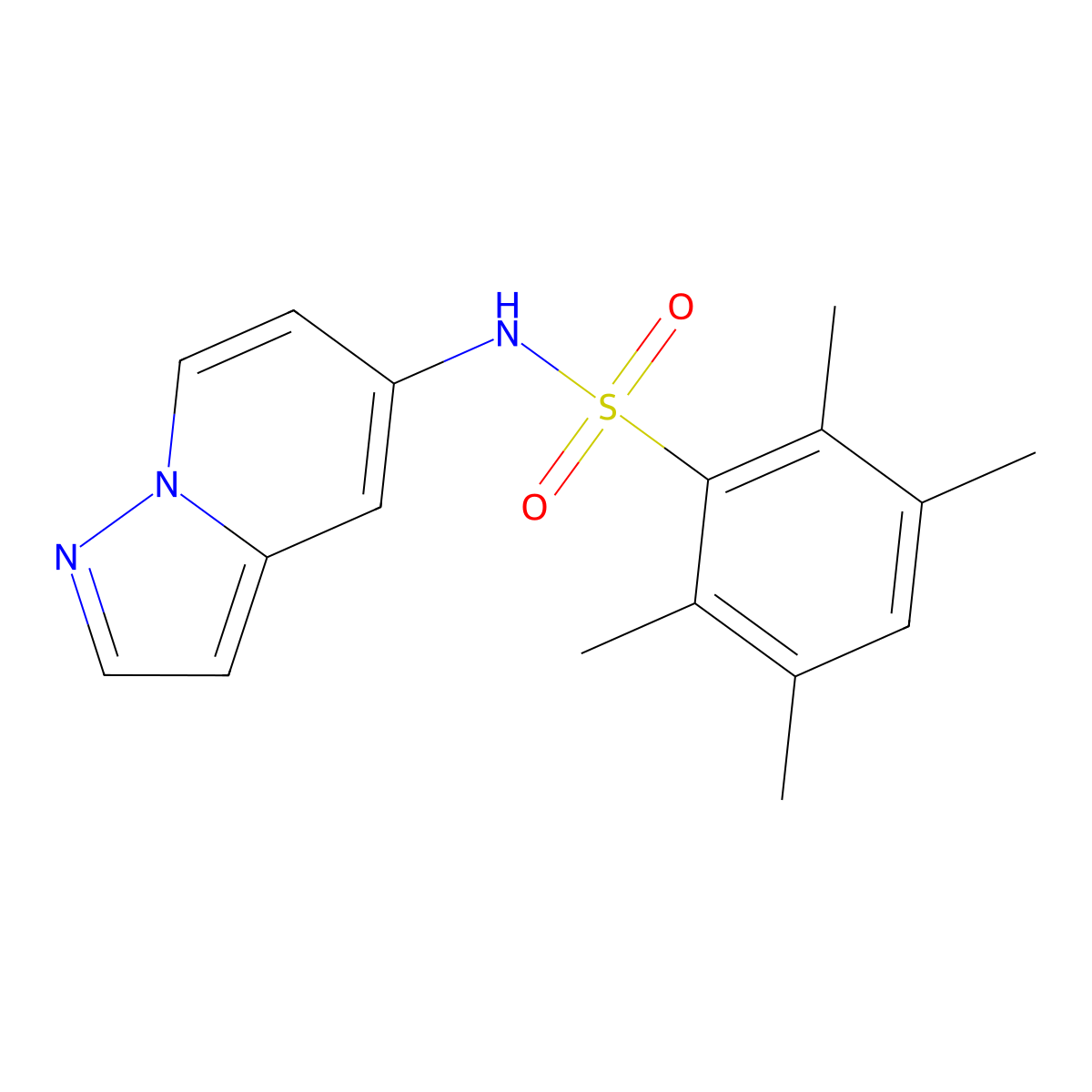 2,3,5,6-tetramethyl-N-(pyrazolo[1,5-a]pyridin-5-yl)benzenesulfonamide molecular structure, CAS 2034487-66-4