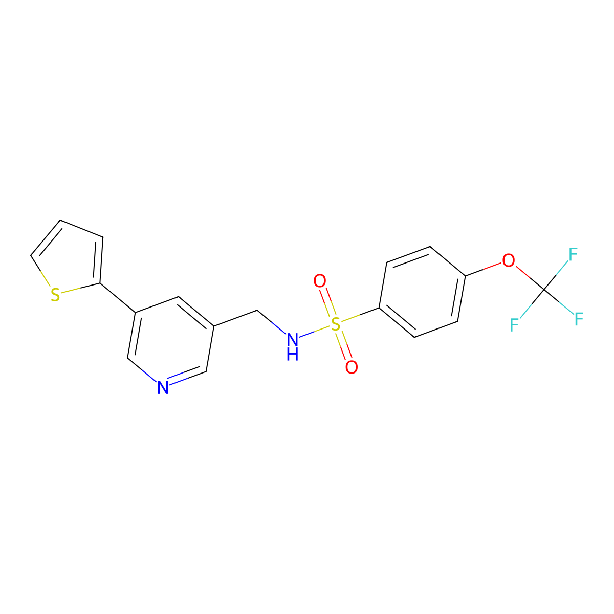 N-((5-(thiophen-2-yl)pyridin-3-yl)methyl)-4-(trifluoromethoxy)benzenesulfonamide molecular structure, CAS 2034487-71-1