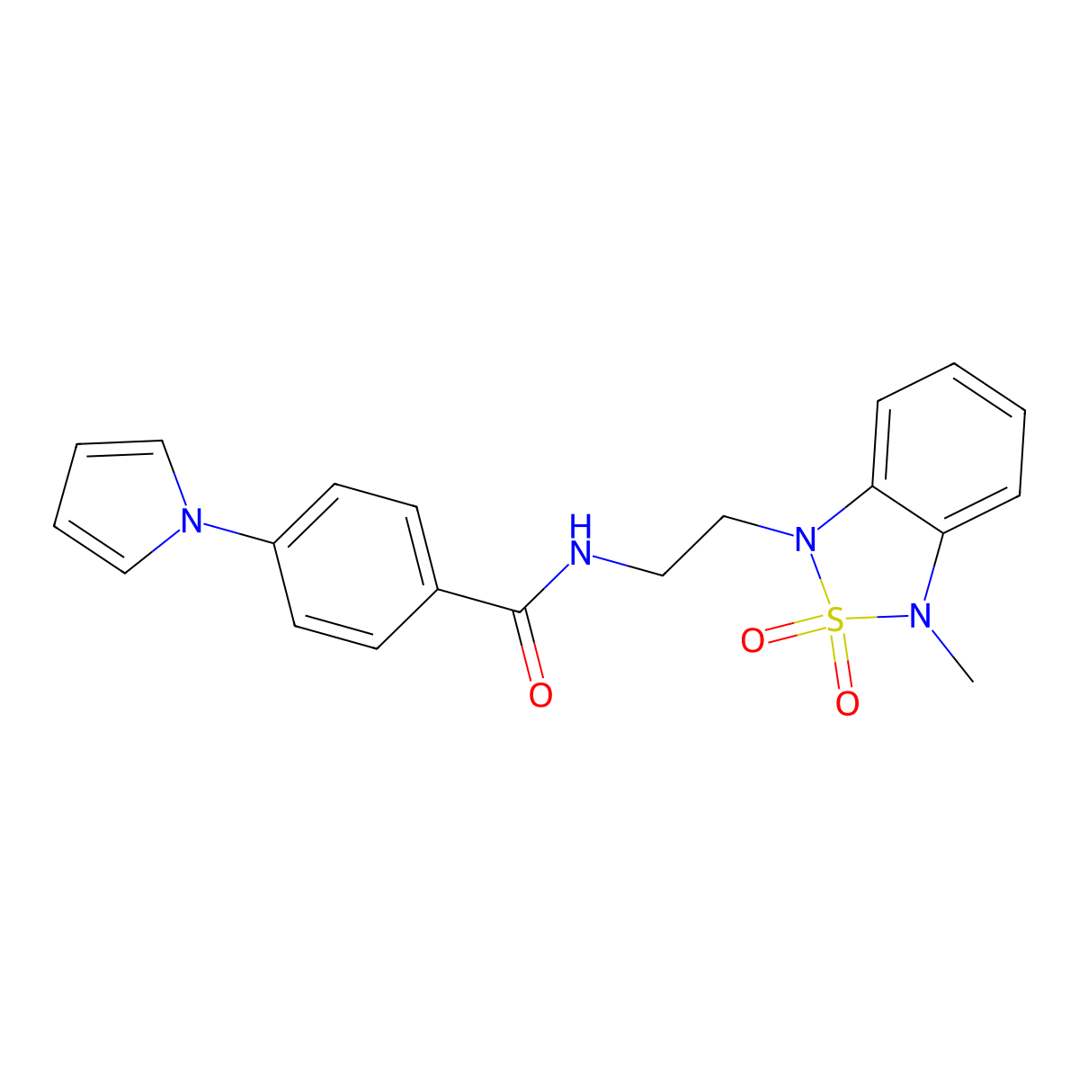 N-(2-(3-methyl-2,2-dioxidobenzo[c][1,2,5]thiadiazol-1(3H)-yl)ethyl)-4-(1H-pyrrol-1-yl)benzamide molecular structure, CAS 2034487-75-5