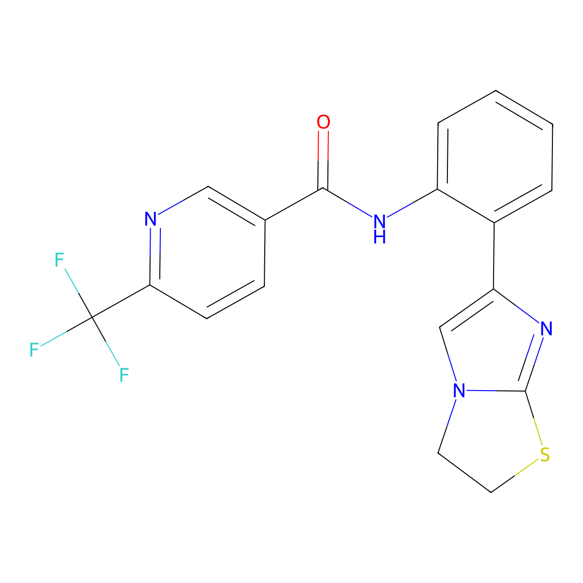 N-(2-(2,3-dihydroimidazo[2,1-b]thiazol-6-yl)phenyl)-6-(trifluoromethyl)nicotinamide molecular structure, CAS 2034487-76-6