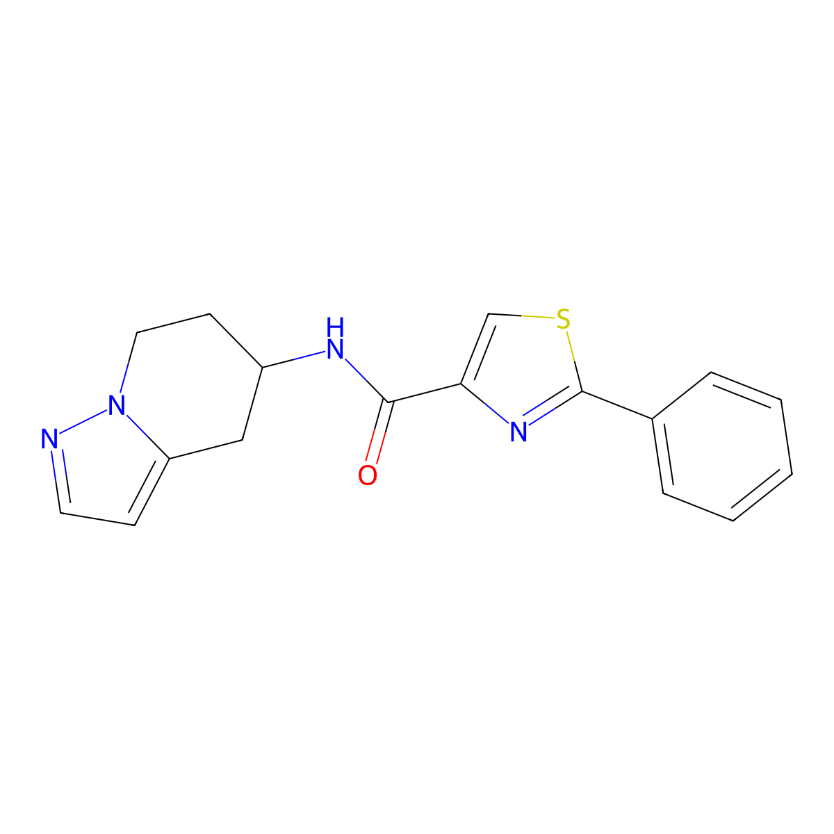 2-phenyl-N-(4,5,6,7-tetrahydropyrazolo[1,5-a]pyridin-5-yl)thiazole-4-carboxamide molecular structure, CAS 2034487-88-0