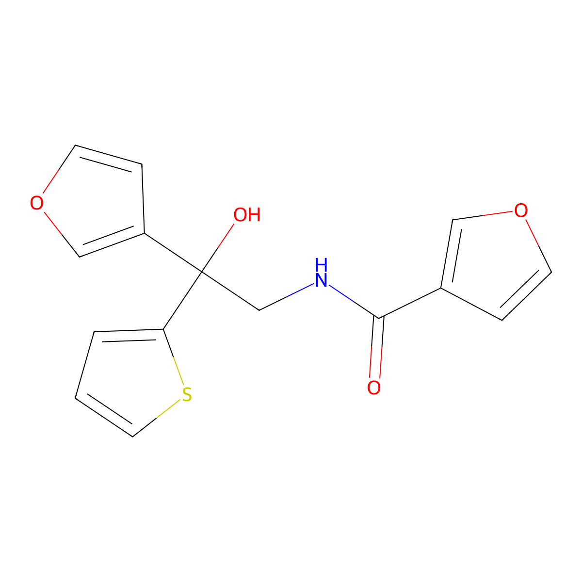 N-(2-(furan-3-yl)-2-hydroxy-2-(thiophen-2-yl)ethyl)furan-3-carboxamide molecular structure, CAS 2034487-90-4