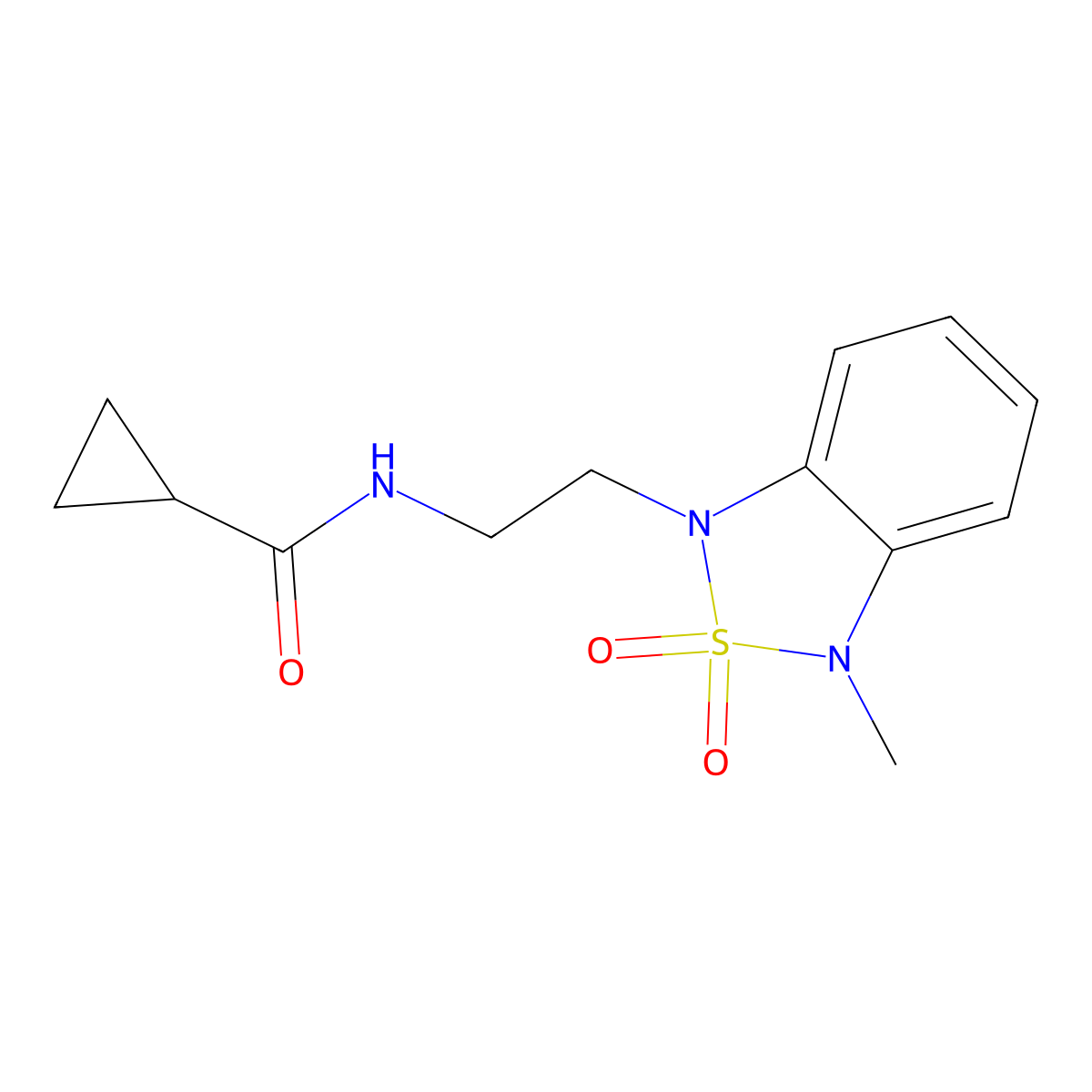 N-(2-(3-methyl-2,2-dioxidobenzo[c][1,2,5]thiadiazol-1(3H)-yl)ethyl)cyclopropanecarboxamide molecular structure, CAS 2034487-91-5