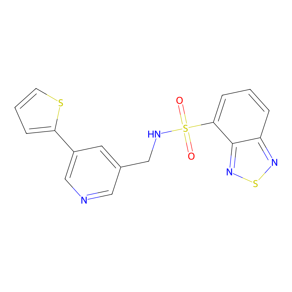 N-((5-(thiophen-2-yl)pyridin-3-yl)methyl)benzo[c][1,2,5]thiadiazole-4-sulfonamide molecular structure, CAS 2034487-92-6