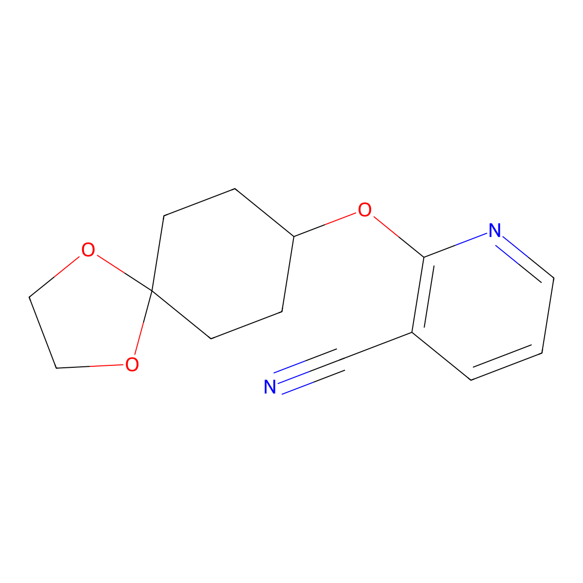 2-(1,4-Dioxaspiro[4.5]decan-8-yloxy)nicotinonitrile molecular structure, CAS 2034487-94-8