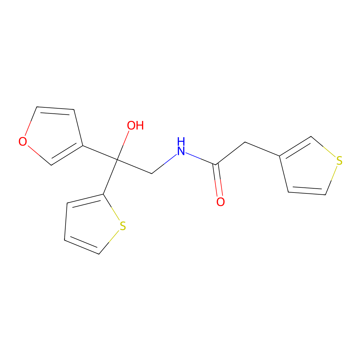 N-[2-(furan-3-yl)-2-hydroxy-2-(thiophen-2-yl)ethyl]-2-(thiophen-3-yl)acetamide molecular structure, CAS 2034487-97-1