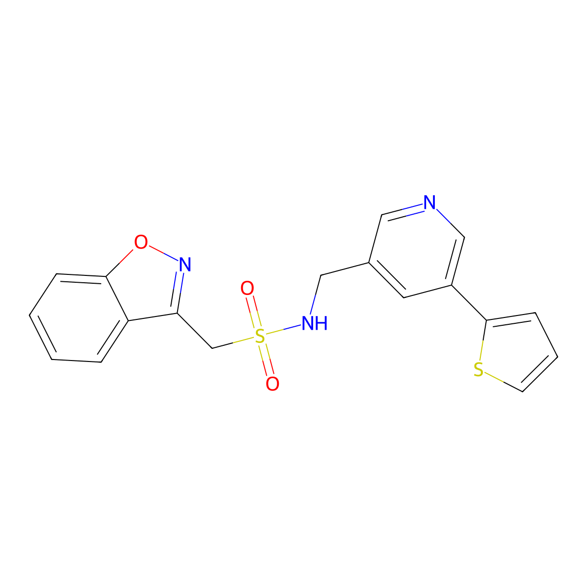 1-(benzo[d]isoxazol-3-yl)-N-((5-(thiophen-2-yl)pyridin-3-yl)methyl)methanesulfonamide molecular structure, CAS 2034487-99-3
