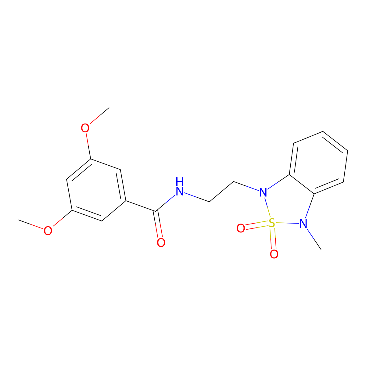 3,5-dimethoxy-N-(2-(3-methyl-2,2-dioxidobenzo[c][1,2,5]thiadiazol-1(3H)-yl)ethyl)benzamide molecular structure, CAS 2034488-00-9