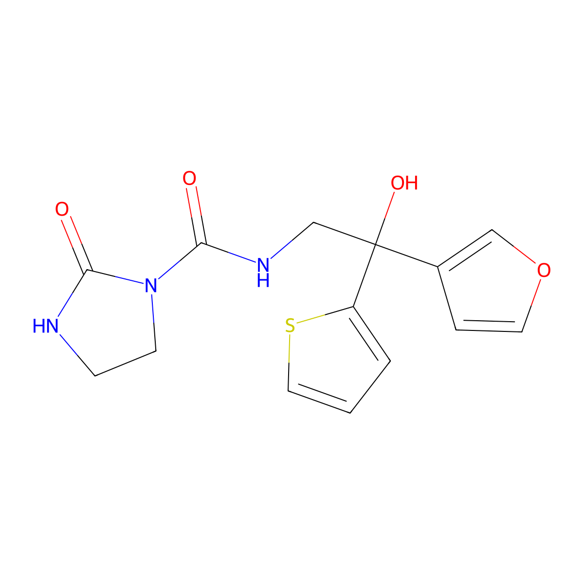 N-[2-(furan-3-yl)-2-hydroxy-2-(thiophen-2-yl)ethyl]-2-oxoimidazolidine-1-carboxamide molecular structure, CAS 2034488-04-3