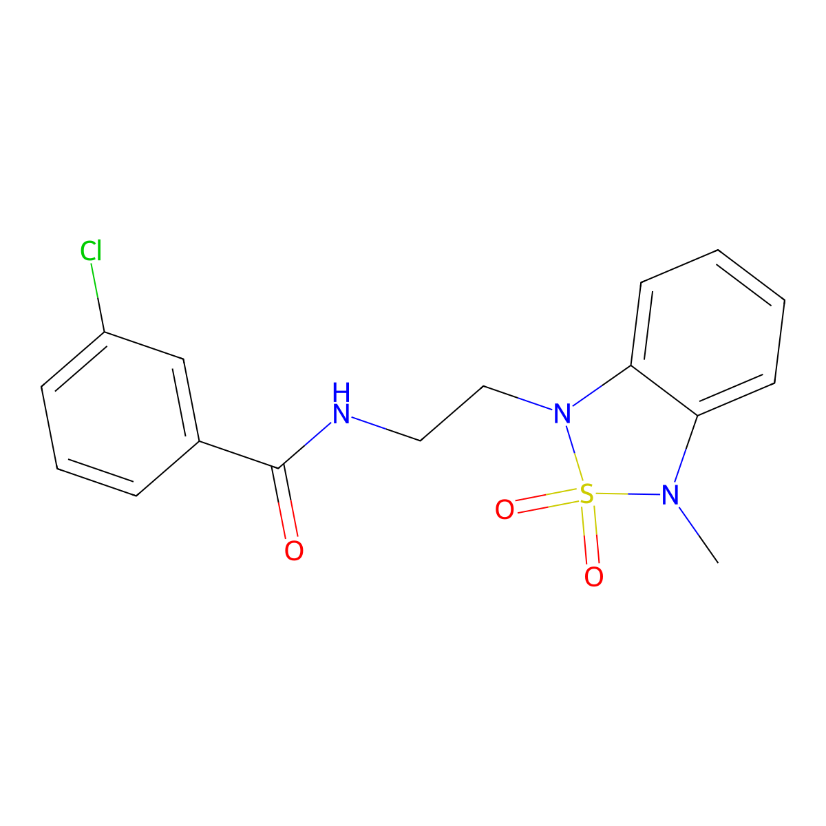 3-chloro-N-(2-(3-methyl-2,2-dioxidobenzo[c][1,2,5]thiadiazol-1(3H)-yl)ethyl)benzamide molecular structure, CAS 2034488-08-7