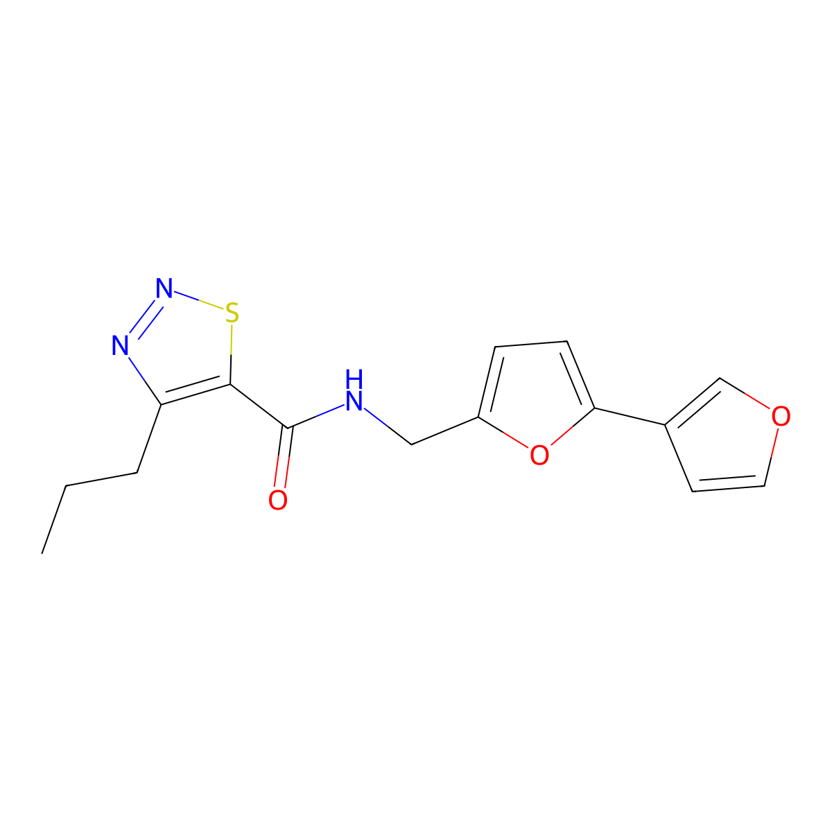 N-([2,3'-bifuran]-5-ylmethyl)-4-propyl-1,2,3-thiadiazole-5-carboxamide molecular structure, CAS 2034488-12-3