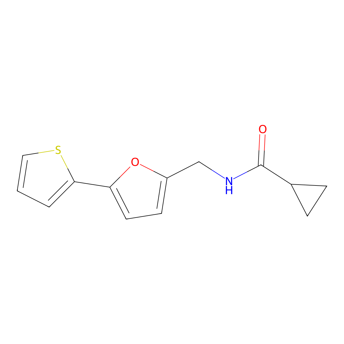 N-((5-(thiophen-2-yl)furan-2-yl)methyl)cyclopropanecarboxamide molecular structure, CAS 2034488-14-5