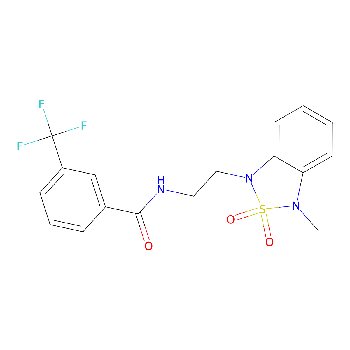 N-(2-(3-methyl-2,2-dioxidobenzo[c][1,2,5]thiadiazol-1(3H)-yl)ethyl)-3-(trifluoromethyl)benzamide molecular structure, CAS 2034488-16-7
