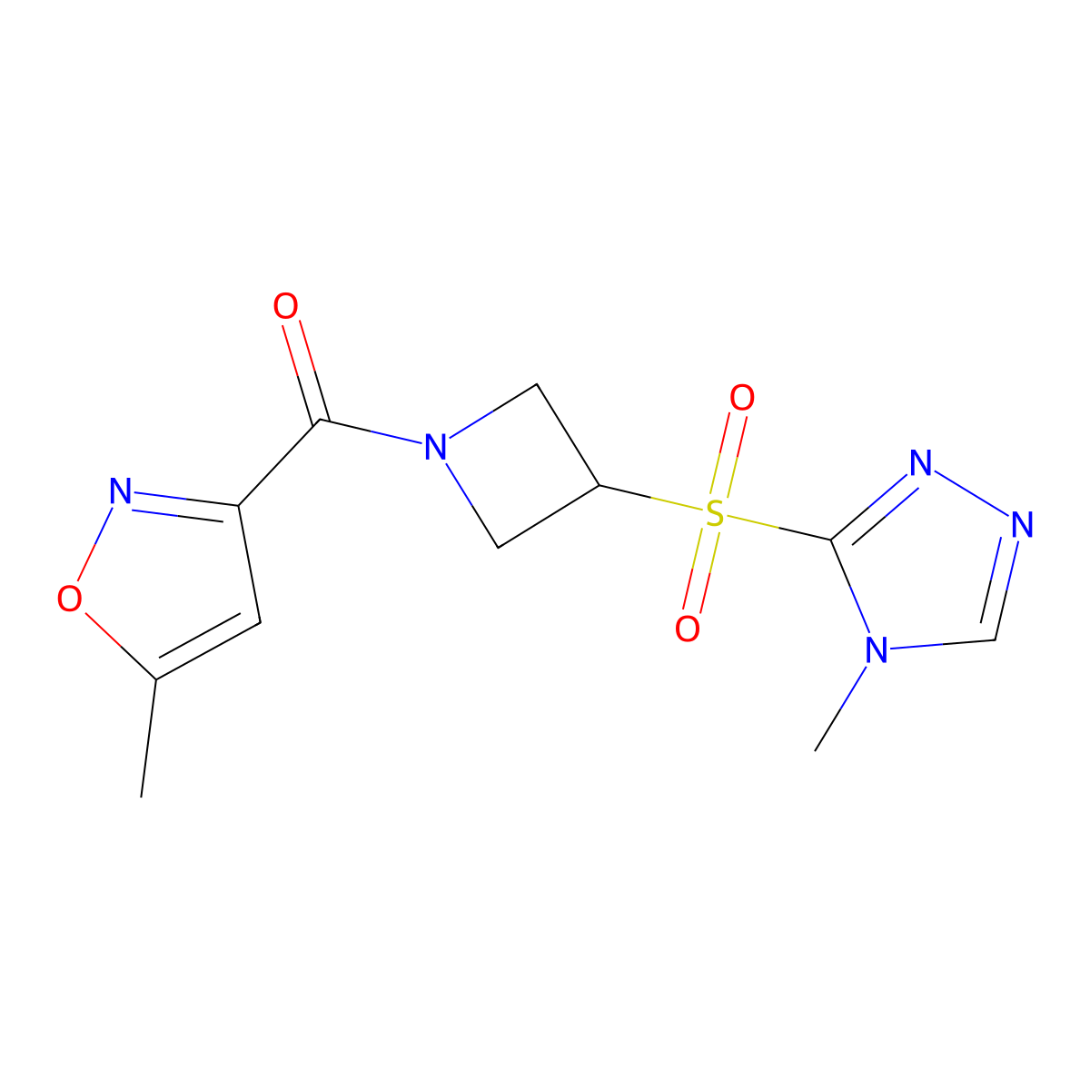 (3-((4-methyl-4H-1,2,4-triazol-3-yl)sulfonyl)azetidin-1-yl)(5-methylisoxazol-3-yl)methanone molecular structure, CAS 2034488-19-0