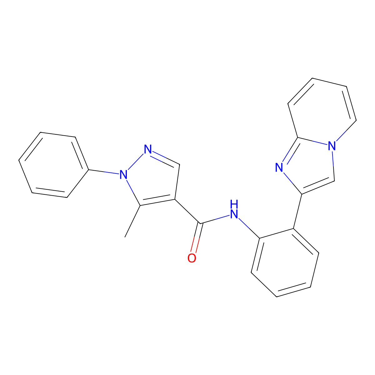 N-(2-(imidazo[1,2-a]pyridin-2-yl)phenyl)-5-methyl-1-phenyl-1H-pyrazole-4-carboxamide molecular structure, CAS 2034488-20-3