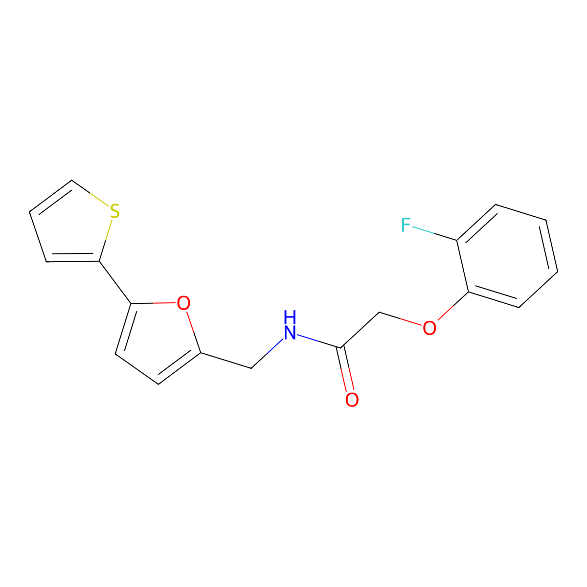 2-(2-fluorophenoxy)-N-((5-(thiophen-2-yl)furan-2-yl)methyl)acetamide molecular structure, CAS 2034488-34-9