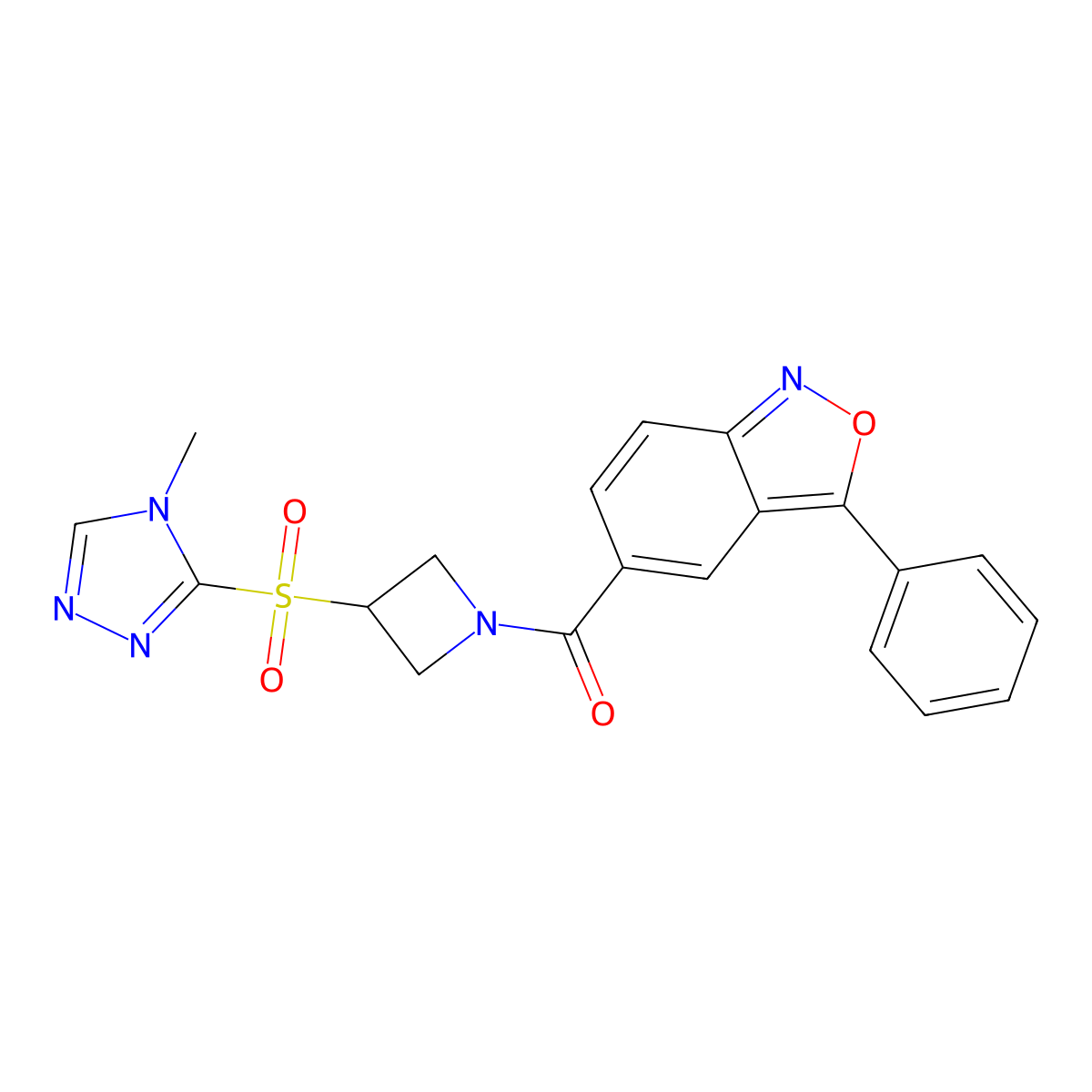 (3-((4-methyl-4H-1,2,4-triazol-3-yl)sulfonyl)azetidin-1-yl)(3-phenylbenzo[c]isoxazol-5-yl)methanone molecular structure, CAS 2034488-41-8