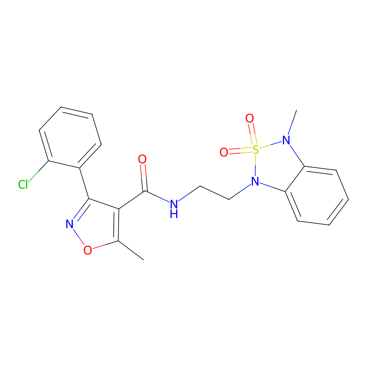 3-(2-chlorophenyl)-5-methyl-N-(2-(3-methyl-2,2-dioxidobenzo[c][1,2,5]thiadiazol-1(3H)-yl)ethyl)isoxazole-4-carboxamide molecular structure, CAS 2034488-45-2